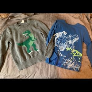 Bundle of 2 Crewcuts dino sweater and shirt sz small